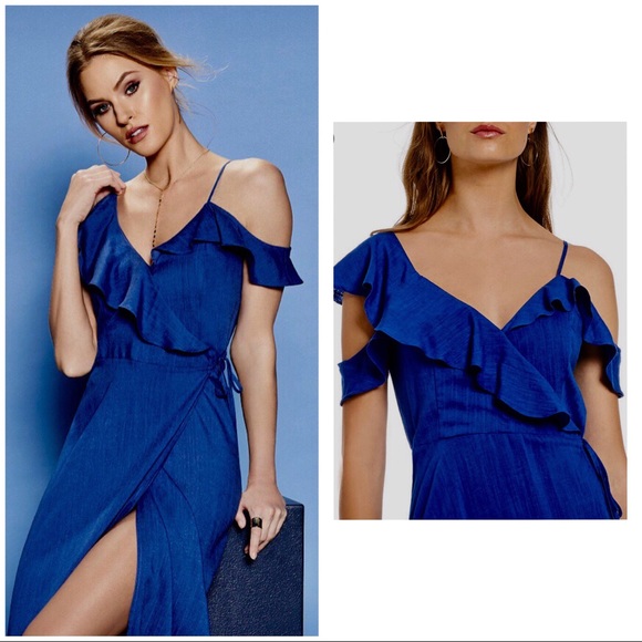 New Ruffle Front Wrap Maxi Dress - Picture 2 of 5